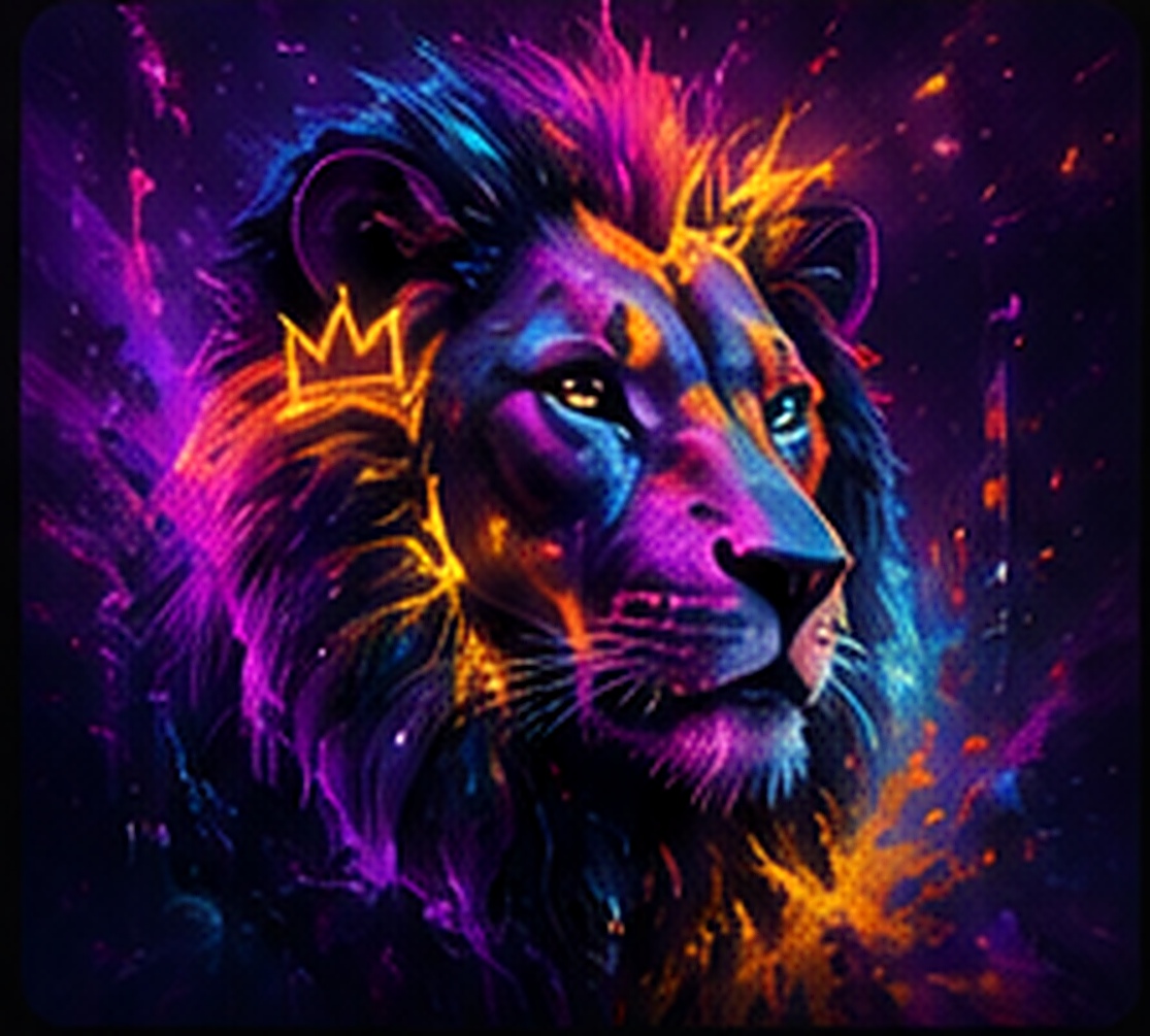 Colorful lion artwork